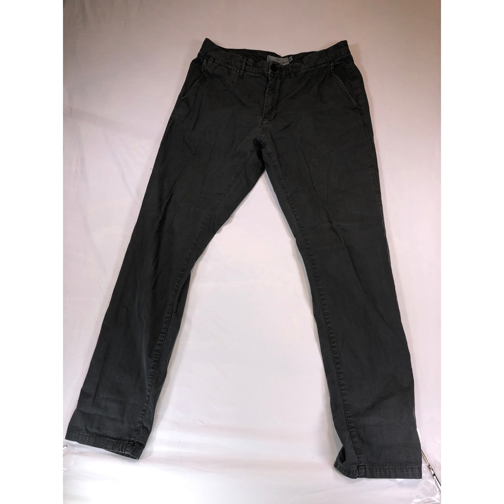 H&M L.O.G.G. Mens Slim Fit Chinos Dark Grey Cotton Trousers 33x31